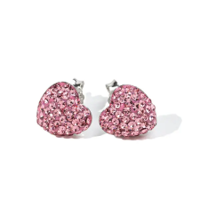  Rózsaszín Swarovski® Kristályokkal Kirakott S925 Ezüst Szíves Fülbevaló fülbevaló