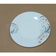  Rózsaszín virágos kerek desszert tányér 20cm, üveg, 1db tányér és evőeszköz