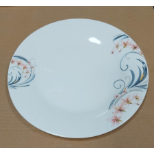  Rózsaszín virágos kerek lapos tányér 27,9cm, üveg, 1db tányér és evőeszköz