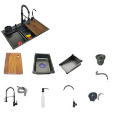  Rozsdamentes acél konyhai mosogató, nagy egy tál, könnyű összeszerelés, 68x46cm C mosogatótálca