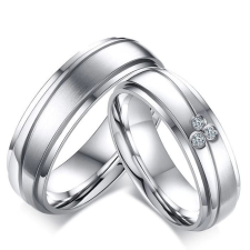 Rozsdamentes acél női karikagyűrű geometrikus mintával, cirkóniumkristállyal 7-es méret gyűrű
