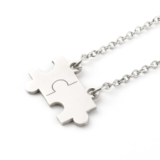 Rozsdamentes acél puzzle medál nyaklánccal, 41+6 cm nyaklánc