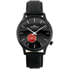  Rubicon férfi karóra svájci kvarc, fekete bőrszíj, 42 mm WR30 karóra