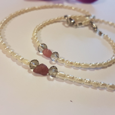  Rubin és  édesvízi tenyésztett gyöngy nyaklánc + karkötő. ékszer szett