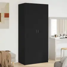  Ruhásszekrény tárolóval Fekete tölgy 90 x 52 x 200 cm Faanyag bútor
