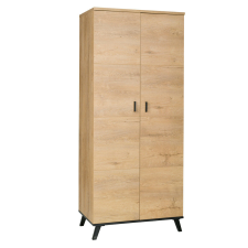  Ruhásszekrény, tölgyfa lefkas/fekete, SIRAN TYP 1 bútor