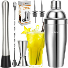 Ruhhy koktélbár készlet, 6 db-os készlet, 700 ml, rozsdamentes acél, ezüst színű bútor