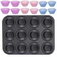 Ruhhy Muffin sütő tepsi, 12 db lyuk, ajándék muffin formákkal konyhai eszköz