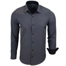 RUSTY NEAL férfi ing R-44 hosszú ujjú karcsú fazon, 5XL Sötétszürke férfi ing