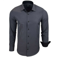  RUSTY NEAL férfi ing R-44 hosszú ujjú karcsú fazon, 6XL Sötétszürke