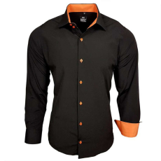  RUSTY NEAL férfi ing R-44 hosszú ujjú karcsú fazon, XL Fekete