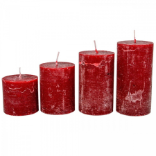  Rusztikus 60mm-es lépcsős henger gyertya Bordó (csom ár) dekorációs kellék