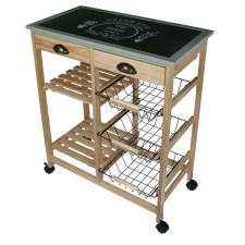  Rusztikus Fa Konyhai Zsúrkocsi - 66x35x81 cm kerti bútor