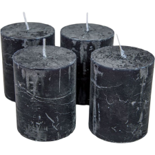  Rusztikus henger gyertya 60x80mm fekete 4db/csom (db ár) dekorációs kellék