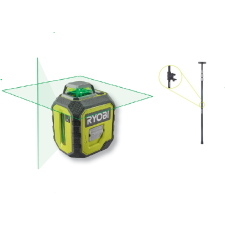 Ryobi 360˚zöld vonal lézer teleszkópos állvánnyal, önbeálló RB360GLL-K mérőszerszám
