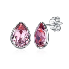  S925 Ezüst Csepp Alakú Fülbevaló Rózsaszín Swarovski® Kristállyal fülbevaló