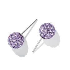  S925 Ezüst Gömb Fülbevaló Lila Swarovski® Kövekkel fülbevaló