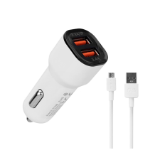 S-Link SL-EC30M 2x USB-A Autós töltő + Micro USB kábel - Fehér (17W) mobiltelefon kellék