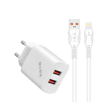 S-Link SL-EC50L 2x USB-A Hálózati töltő + Lightning kábel - Fehér (12W) (35311) mobiltelefon kellék