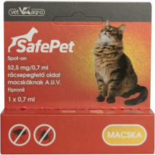 SafePet 52,5 mg/0,7 ml spot on macska 1x élősködő elleni készítmény macskáknak