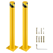  Safety Bollards, 91cm Height, 11.4cm Diameter, Industrial Yellow Coating, bababiztonság