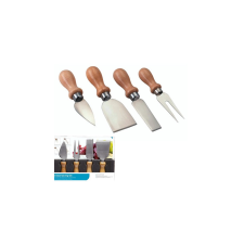  Sajtkésszett 4 db-os, rozsdamentes acél, fanyéllel, 14cm kenyérpirító