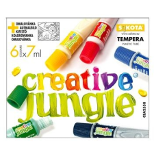 Sakota Creative Jungle: 6 darabos tubusos tempera készlet kifestővel - 6 x 7 ml iskolai kiegészítő