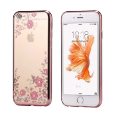 Samsung A107 Galaxy A10S, Szilikon tok, Virágos, rose gold tok és táska
