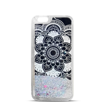 Samsung G930 Galaxy S7 mandala mintás, ezüst folyékony csillámos hátlap tok tok és táska