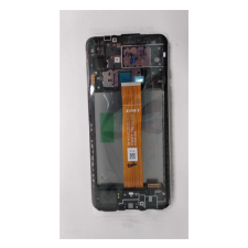 Samsung Galaxy A12 Nacho (A127) kompatibilis LCD modul kerettel, OEM jellegű, fekete mobiltelefon, tablet alkatrész