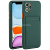  Samsung Galaxy A36 5G SM-A366B, Szilikon tok, kártyatartóval, Wooze Card Slot, sötétzöld