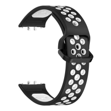  Samsung Galaxy Fit3 SM-R390, szilikon pótszíj, lyukacsos, légáteresztő, fekete/fehér okosóra kellék