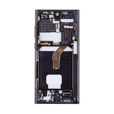 Samsung Galaxy S22 Ultra kompatibilis LCD kijelző + érintő, kerettel, fekete SM-S908B mobiltelefon, tablet alkatrész