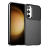  Samsung Galaxy S23 FE SM-S711, Szilikon tok, közepesen ütésálló, domború csíkos minta, fekete