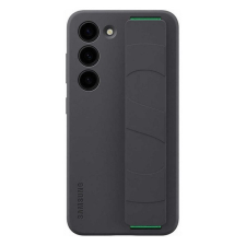 Samsung Galaxy S23 SM-S911, Szilikon tok, matt, beépített szíj, fekete, gyári tok és táska