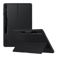  Samsung Galaxy Tab S8 Plus 12.4 SM-X800 / X806, Műanyag hátlap védőtok, dupla rétegű, gumírozott, stand, fekete, gyári tablet tok