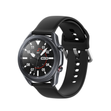  Samsung Galaxy Watch 3 (45 mm) okosóra szíj - fekete szilikon szíj okosóra kellék