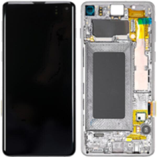 Samsung GH82-18835B Gyári Samsung Galaxy S10 fehér LCD kijelző érintővel kerettel előlap mobiltelefon, tablet alkatrész
