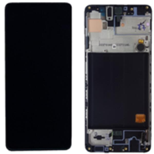Samsung GH82-23774A Gyári Samsung Galaxy A51 OLED kijelző érintővel Fekete kerettel előlap mobiltelefon, tablet alkatrész