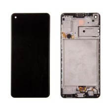 Samsung GH82-24641A Gyári Samsung Galaxy A21s LCD kijelző érintővel fekete kerettel, előlap mobiltelefon, tablet alkatrész