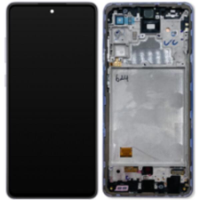 Samsung GH82-25849C Gyári Samsung Galaxy A72 OLED kijelző érintővel lila kerettel előlap mobiltelefon, tablet alkatrész