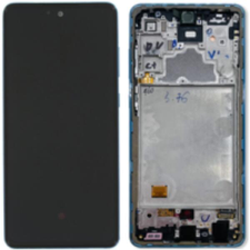 Samsung GH82-25849C Samsung Galaxy A72 OEM OLED kijelző érintővel kék kerettel előlap mobiltelefon, tablet alkatrész