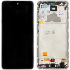 Samsung Gyári Samsung Galaxy A72 OLED kijelző érintővel fehér kerettel előlap mobiltelefon, tablet alkatrész