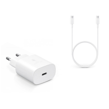 Samsung gyári Type-C hálózati töltő adapter + Type-C adat- és töltőkábel - 5V/3A - EP-TA800EWE PD3.0 + EP-DA905BWE - white (ECO csomaglás) mobiltelefon kellék