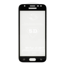Samsung J330 J3 2017, Kijelzővédő fólia, (ütésálló) Full Glue 5D, fekete mobiltelefon kellék