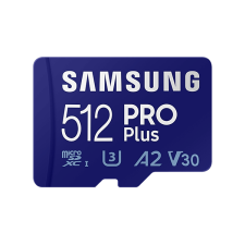 Samsung MicroSD kártya - 512GB MB-MD512KA/EU (PRO PLUS, UHS-I, R160/W120, adapter, 512GB) memóriakártya