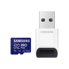 Samsung MicroSD kártya - 512GB MB-MD512KB/WW (PRO PLUS kártyaolvasóval, UHS-I, R160/W120, adapter, 512GB) memóriakártya