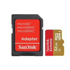 Sandisk 32GB microSDHC Extreme UHS-I Class10 + adapter (SDSDQX-032G/123820) memóriakártya
