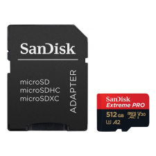 Sandisk 512GB microSDXC Class 10 U3 V30 A2 Extreme Pro + adapterrel memóriakártya