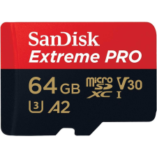 Sandisk 64GB microSDXC Extreme Pro Class 10 UHS-I A2 C10 V30 + adapterrel memóriakártya